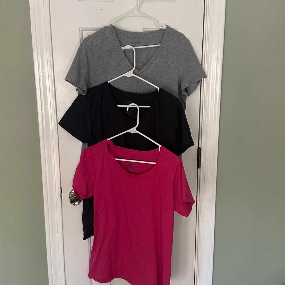 Bundle of 3 Women's V-Neck Short Sleeve Tee - Calvin Klein, Bobbie Brooks & FofL